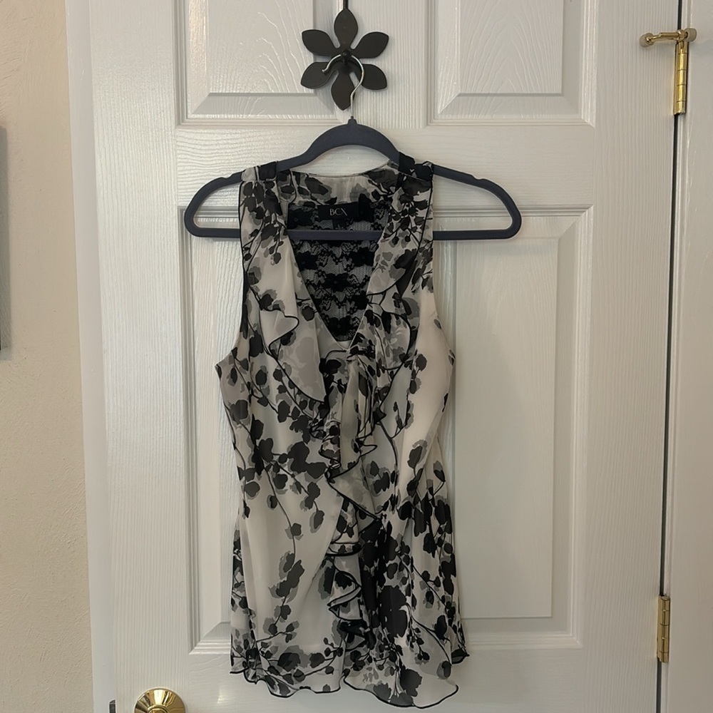 Jon & Anna Swing Jacket and Coordinating Cut-Away Shoulders Floral Blouse sz Lg - Picture 5 of 16